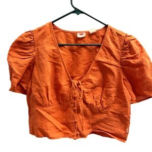 Levi's Vibrant Orange Puff Sleeve Blouse